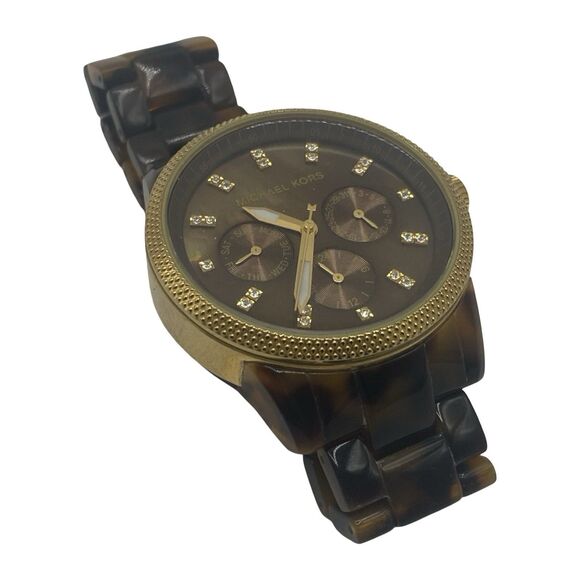 Michael Kors MK-5038 Jet Set Tortoise 37mm Quartz Women\'s Watch Needs Battery main image 4